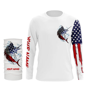 American flag Sailfish fishing personalized patriotic UV Protection Sailfish Fishing Shirts for men NQS5742