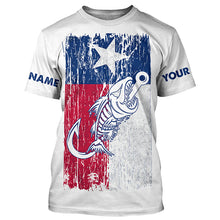 Load image into Gallery viewer, Texas flag fishing Fish hook skull Custom mens patriotic long sleeve sun protection fishing shirts NQS5944