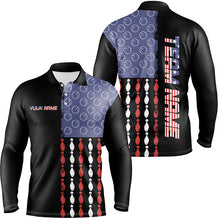 Load image into Gallery viewer, Vintage Retro American Flag Bowling Polo, Quarter-Zip Shirt For Men Custom Bowling Team Jerseys NQS8469