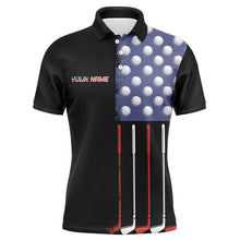 Load image into Gallery viewer, Black American Flag Mens Golf Polo Shirts custom patriotic golf shirts, best team golf shirts NQS8470