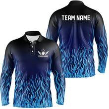 Load image into Gallery viewer, Blue Flame Fire Bowling Shirts For Men Custom Bowling Team League Jerseys, Bowling Outfits NQS8724