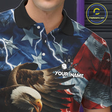 Load image into Gallery viewer, American Flag Eagle Lightning Thunder Bowling Shirts For Men Custom Patriotic Bowling Team Jerseys NQS11059