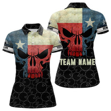 Load image into Gallery viewer, Vintage Texas Flag Skull Black Bowling Camo retro Bowling shirts for Women custom Bowling team jerseys NQS9535