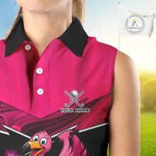 Load image into Gallery viewer, Funny Pink Flamingo Sleeveless Golf Shirt Custom Flamingo Team ladies golf tops, funny golf gifts NQS11656