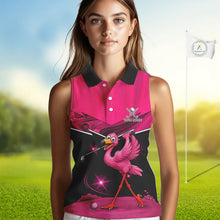 Load image into Gallery viewer, Funny Pink Flamingo Sleeveless Golf Shirt Custom Flamingo Team ladies golf tops, funny golf gifts NQS11656