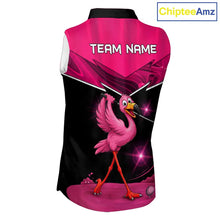 Load image into Gallery viewer, Funny Pink Flamingo Sleeveless Golf Shirt Custom Flamingo Team ladies golf tops, funny golf gifts NQS11656