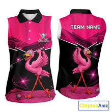 Load image into Gallery viewer, Funny Pink Flamingo Sleeveless Golf Shirt Custom Flamingo Team ladies golf tops, funny golf gifts NQS11656