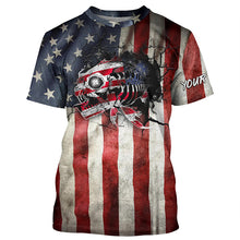 Load image into Gallery viewer, American flag patriotic fish reaper skeleton custom UV protection Fishing apparel NQS1445