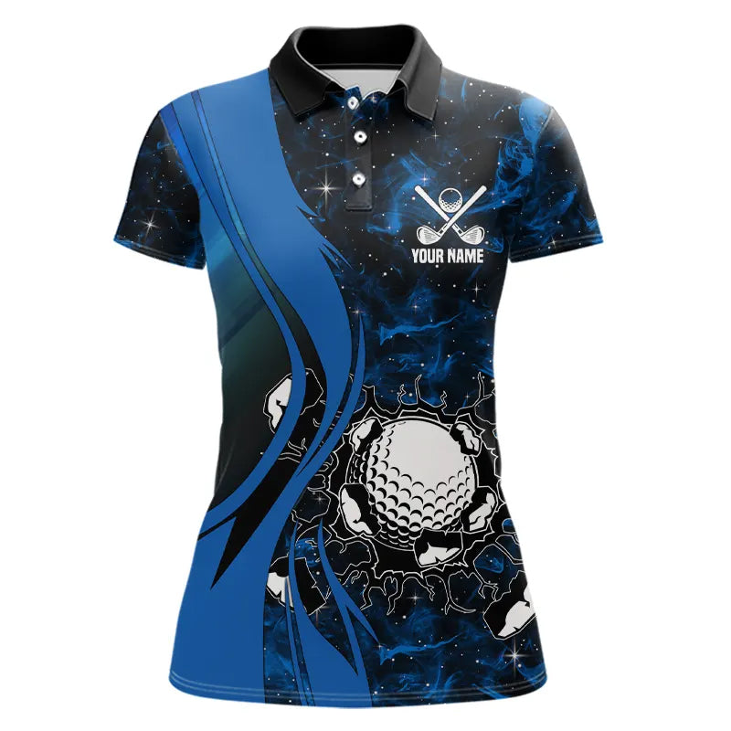 Black and Blue Galaxy Womens golf polo shirt custom cool golf shirts, personalized golf gifts NQS9694