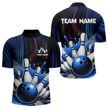 Load image into Gallery viewer, Black and Blue Men's bowling outfits Custom Team Mens bowling Polo, Quarter Zip Shirts NQS9700