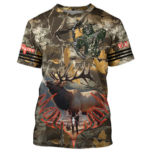 Elk Hunting Camo Grim Reaper Bow Hunting Archery Custom Name 3D All over print shirts NQS722