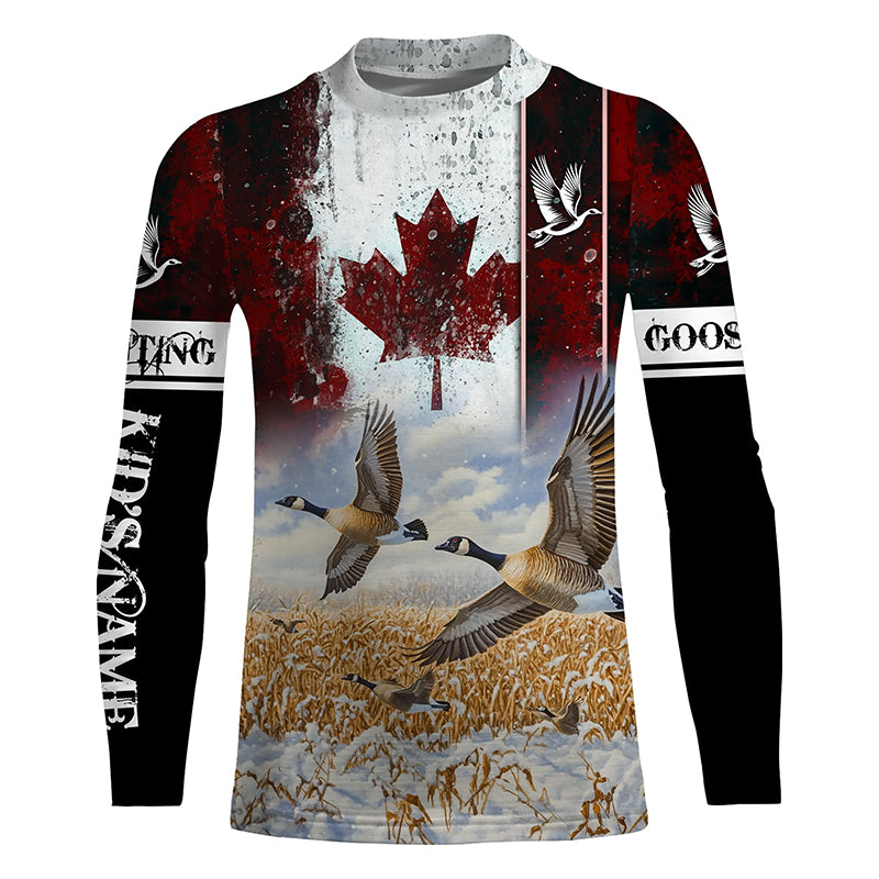 Canada flag Goose hunting Customize 3D All Over Printed Shirts Personalized Waterfowl Hunting gifts NQS851