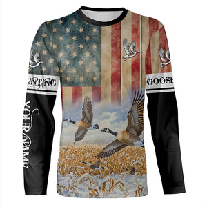 American Goose hunting Customize Name 3D All Over Printed Shirts Personalized Hunting gifts NQS852