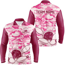 Load image into Gallery viewer, Pink Camo Bowling Polo, 1/4 Zip Shirts For Men Custom Bowling Team League Jerseys, Gift For Bowlers NQS8474