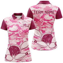 Load image into Gallery viewer, Pink Camo Bowling Polo, 1/4 Zip Shirts For Women Custom Bowling Team League Jerseys, Gift For Bowlers NQS8474