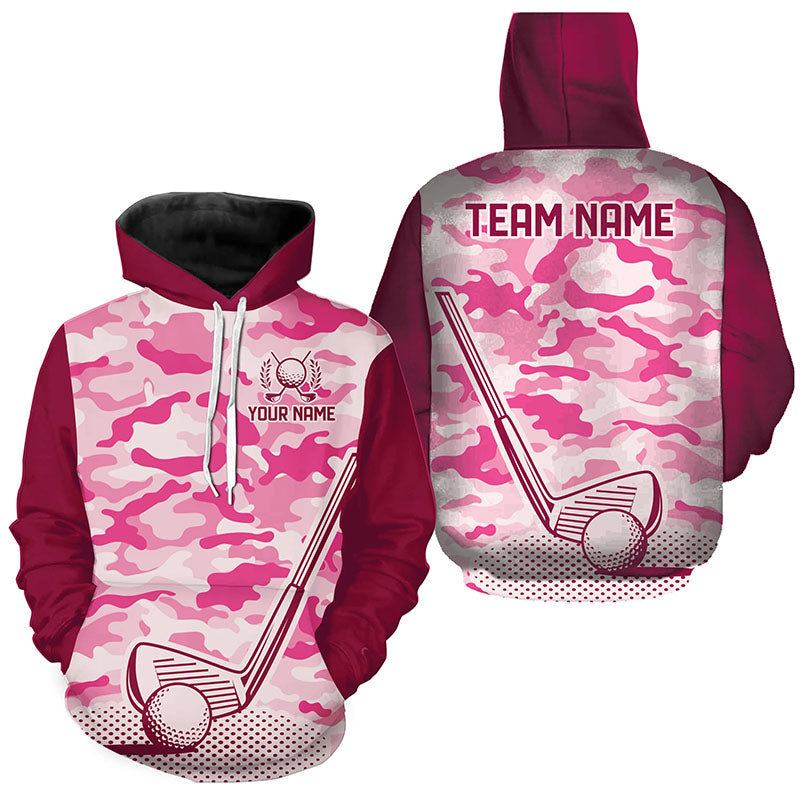 Pink Camo golf Hoodies custom golf outfit for men women, team golf shirt NQS8475