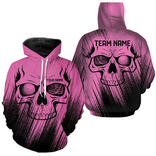 Pink Grunge Skull golf Hoodies custom golf outfit for men women, team golf shirts NQS8480