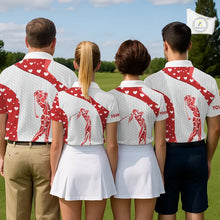 Load image into Gallery viewer, Personalized Red Hearts pattern golf white Mens golf polo shirts custom name Valentine golf gifts NQS11259