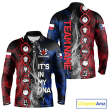 Load image into Gallery viewer, Red, White &amp; Blue Smoke Texas Flag Patriotic Team Bowling Shirt For Men Custom It's in my DNA Shirts NQS11265
