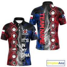 Load image into Gallery viewer, Red, White &amp; Blue Smoke Texas Flag Patriotic Team Bowling Shirt For Men Custom It's in my DNA Shirts NQS11265