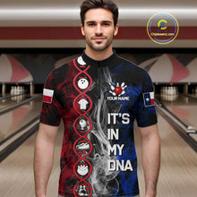 Load image into Gallery viewer, Red, White &amp; Blue Smoke Texas Flag Patriotic Team Bowling Shirt For Men Custom It's in my DNA Shirts NQS11265