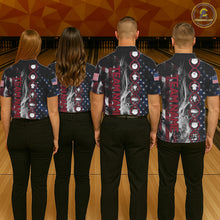 Load image into Gallery viewer, Red, White &amp; Blue Smoke American Flag Patriotic Team Mens Bowling Shirt Custom It's in my DNA Shirts NQS11266