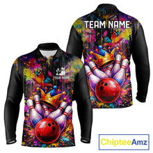 Load image into Gallery viewer, Colorful bowling jerseys Bowling Polo, 1/4 Zip Shirt for Men Custom Bowling Team shirts for bowlers NQS11473