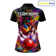 Load image into Gallery viewer, Colorful bowling jerseys Bowling Polo, 1/4 Zip Shirt for Women Custom Bowling Team shirts for bowlers NQS11473
