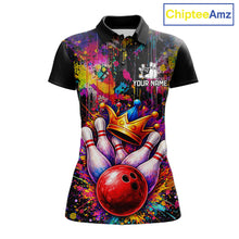 Load image into Gallery viewer, Colorful bowling jerseys Bowling Polo, 1/4 Zip Shirt for Women Custom Bowling Team shirts for bowlers NQS11473
