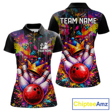 Load image into Gallery viewer, Colorful bowling jerseys Bowling Polo, 1/4 Zip Shirt for Women Custom Bowling Team shirts for bowlers NQS11473