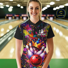 Load image into Gallery viewer, Colorful bowling jerseys Bowling Polo, 1/4 Zip Shirt for Women Custom Bowling Team shirts for bowlers NQS11473