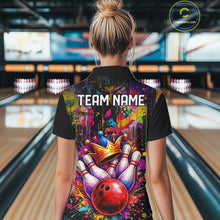 Load image into Gallery viewer, Colorful bowling jerseys Bowling Polo, 1/4 Zip Shirt for Women Custom Bowling Team shirts for bowlers NQS11473