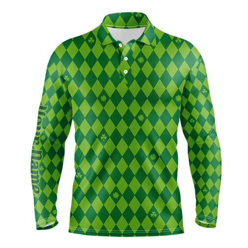 Personalized Green argyle pattern Men golf polo shirts Custom St Patrick day golf tops for men NQS9545