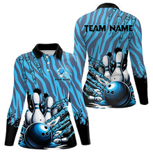 Load image into Gallery viewer, Funny Claw Blue Camo Women&#39;s bowling outfits custom bowling polo, Quarter Zip Shirts team jerseys NQS9704