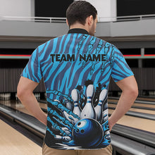 Load image into Gallery viewer, Funny Claw Blue Camo Men&#39;s bowling outfits custom bowling polo, Quarter Zip Shirts team jerseys NQS9704