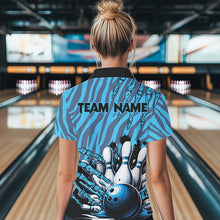 Load image into Gallery viewer, Funny Claw Blue Camo Women&#39;s bowling outfits custom bowling polo, Quarter Zip Shirts team jerseys NQS9704