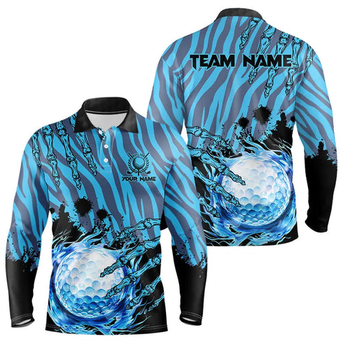 Personalized Funny Claw Blue Camo Golf Polo Shirts For Men Custom mens golf tops outfit NQS9705