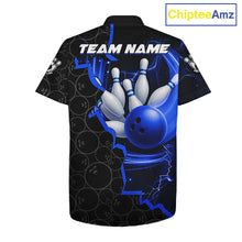 Load image into Gallery viewer, Black and Blue Camo Bowling Hawaiian Shirt Custom Bowling Team Jersey, Bowler Outfit NQS11750