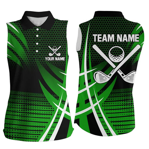 Womens sleeveless golf polo shirts custom cool golf shirts, golfing gifts for team | Green NQS7487