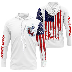 American flag Walleye fishing personalized patriotic UV Protection Fishing Shirts for mens, women, kid NQS5483