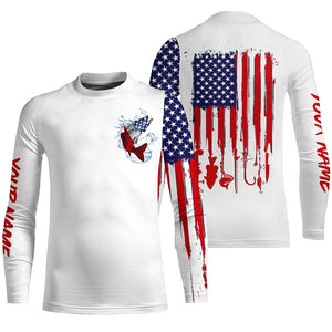 American flag Walleye fishing personalized patriotic UV Protection Fishing Shirts for mens, women, kid NQS5483