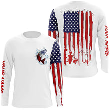 Load image into Gallery viewer, American flag Walleye fishing personalized patriotic UV Protection Fishing Shirts for mens, women, kid NQS5483