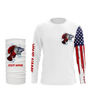 American flag Crappie fishing personalized patriotic UV Protection Fishing Shirts for mens, women, kid NQS5485