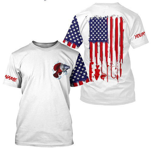 American flag Crappie fishing personalized patriotic UV Protection Fishing Shirts for mens, women, kid NQS5485