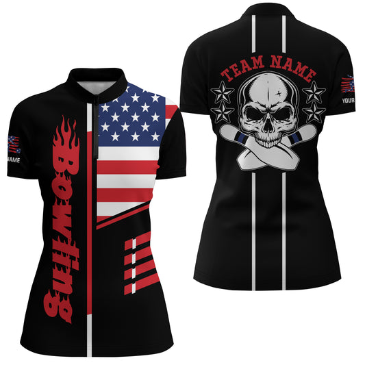 Custom bowling shirt for women – personalized team jersey front view