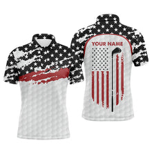 Load image into Gallery viewer, Mens golf polo shirt custom golf club American flag patriotic white golf shirts for men NQS5756