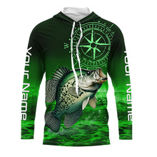 Load image into Gallery viewer, Personalized Crappie Green Long Sleeve Performance Fishing Shirts, Crappie compass tournament Shirts NQS5950