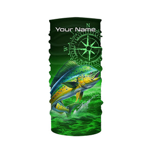 Personalized Mahi mahi Green Long Sleeve Performance Fishing Shirts, Dorado compass tournament Shirts NQS5951