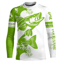 Load image into Gallery viewer, Personalized Walleye fishing tattoo jerseys, Walleye Long Sleeve Fishing tournament shirts | Green NQS3767