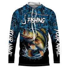 Load image into Gallery viewer, Largemouth bass Fish blue camo fishing Custom name long sleeves fishing shirts NQS4142